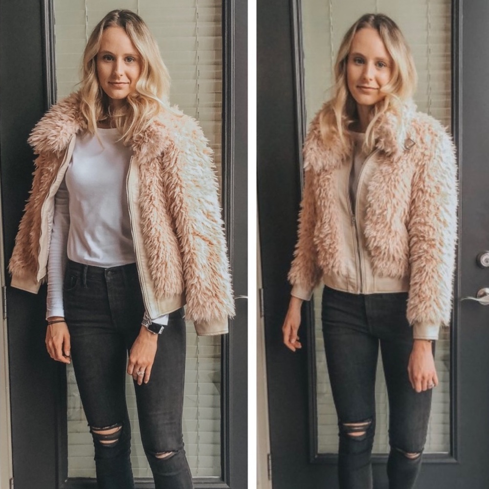 Blank NYC Teddy Shag Cloud Nine Moto Jacket